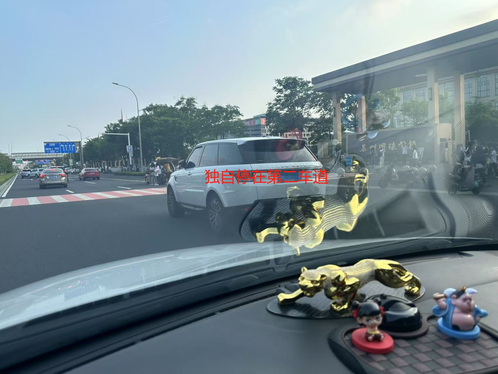 停在中间车道